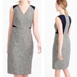 J.Crew sleeveless navy tweed and eyelet sheath dress
